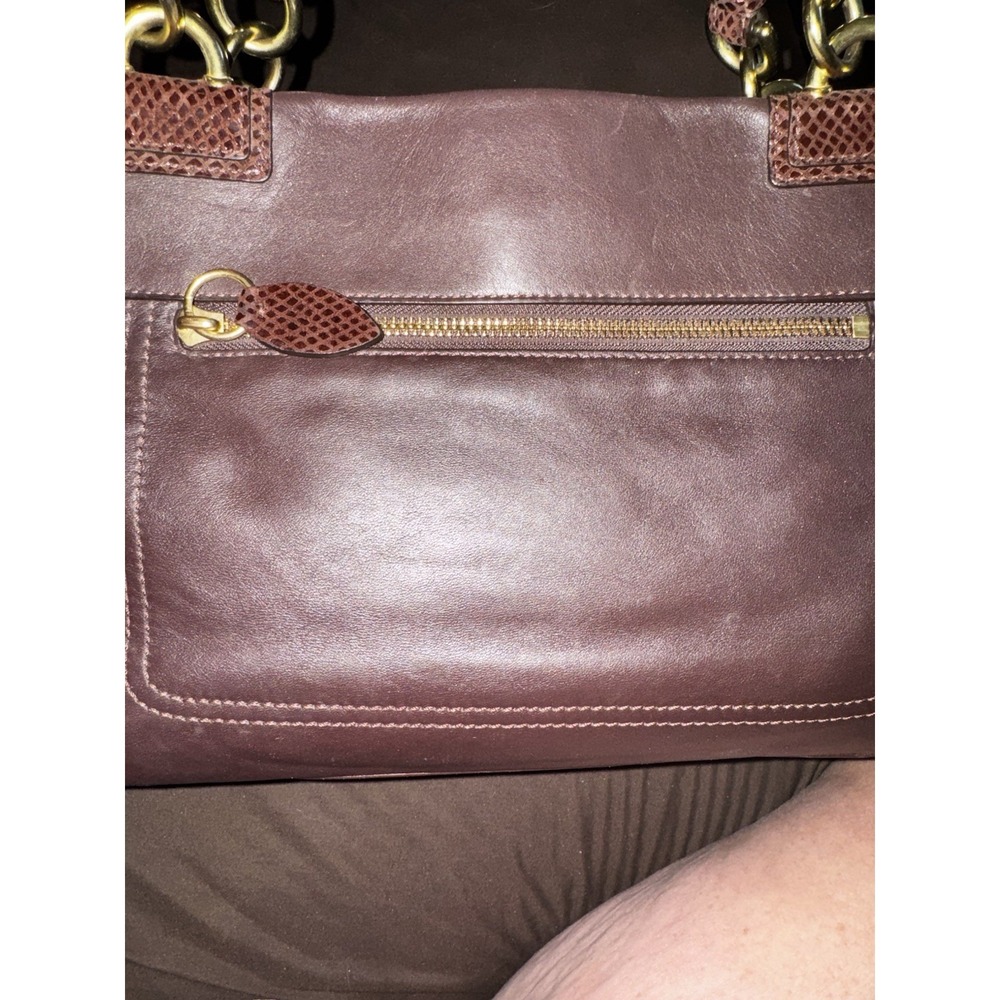 Coach penelope Leather Carryall Snakeskin Accent Turn lock Bag F16531 EUC PT2 - Picture 7 of 13